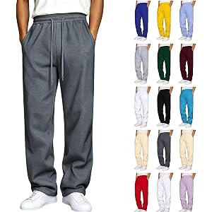 Mens Baggy Sweatpants Wide Leg Drawstring Waist Straight Sweat Pant 2026 Casual Workout Gym Athletic Trousers with Pockets