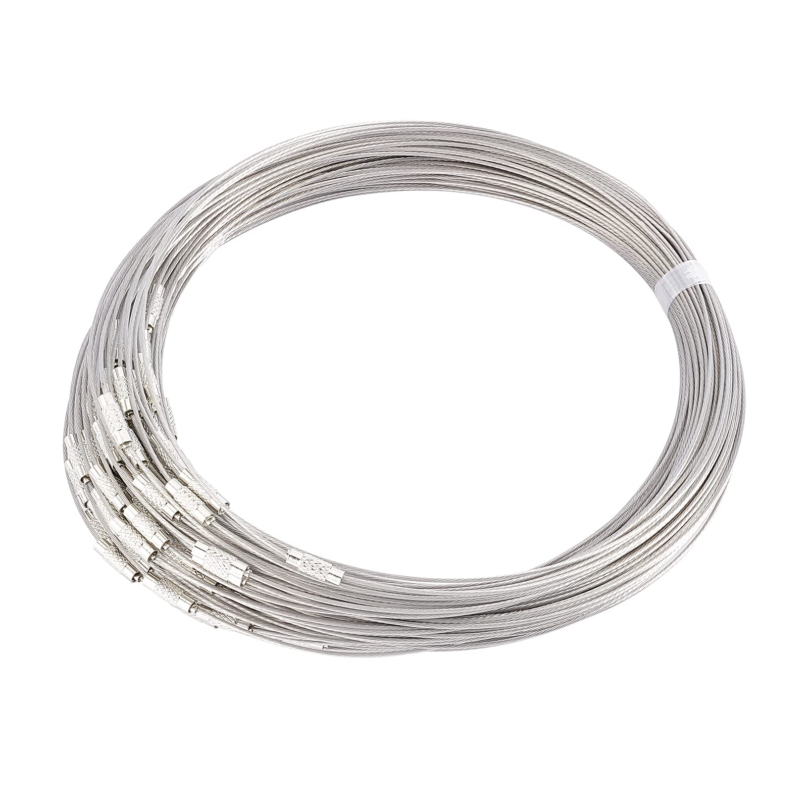 NBEADS 100 Strands Stainless Steel Wire, String Wire Necklace Cord with Brass Screw Clasp for DIY Jewellery Making, Dark Gray, 17.5" x1mm