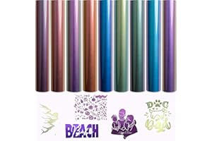 HTV Chameleon Heat Transfer Vinyl - 9 Sheets 12"x10" HTV Iron On Vinyl for T-Shirt 9 Assorted Chameleon Gradient Change Color