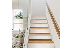 funlife White Peel and Stick Stair Riser Decals with Tools, 47.24"x7.09"13Pcs Plain White
