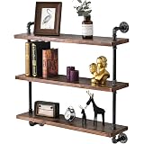 Rustic Industrial Pipe Shelves – 2-Tier Wall Mount Shelf With Wood, DIY Storage For Home & Office