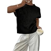 QJQ Women's Short Sleeve Sweater Vest Decor Knit Crewnek Anthropologie Clothes Business Cute Tops