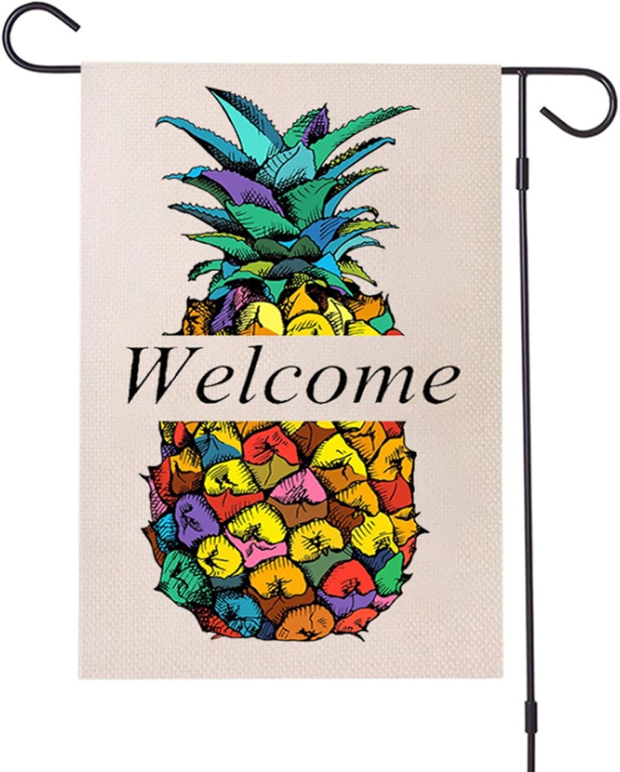 UUPKONE Pineapple Welcome Garden Flag Vertical Double Sided 12.5 X 18 Inch Decorative Flag for All Seasons and Holidays Welcome Farmhouse Burlap Yard Outdoor Decor Weather Resistant House Flag