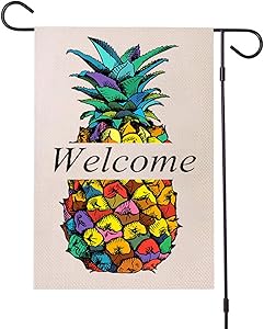 UUPKONE Pineapple Welcome Garden Flag Vertical Double Sided 12.5 X 18 Inch Decorative Flag for All Seasons and Holidays Welcome Farmhouse Burlap Yard Outdoor Decor Weather Resistant House Flag