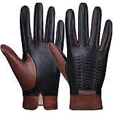 FIORETTO Mens Winter Genuine Leather Gloves Cashmere and Wool Lined Warm Touchscreen Leather Driving Gloves M180807