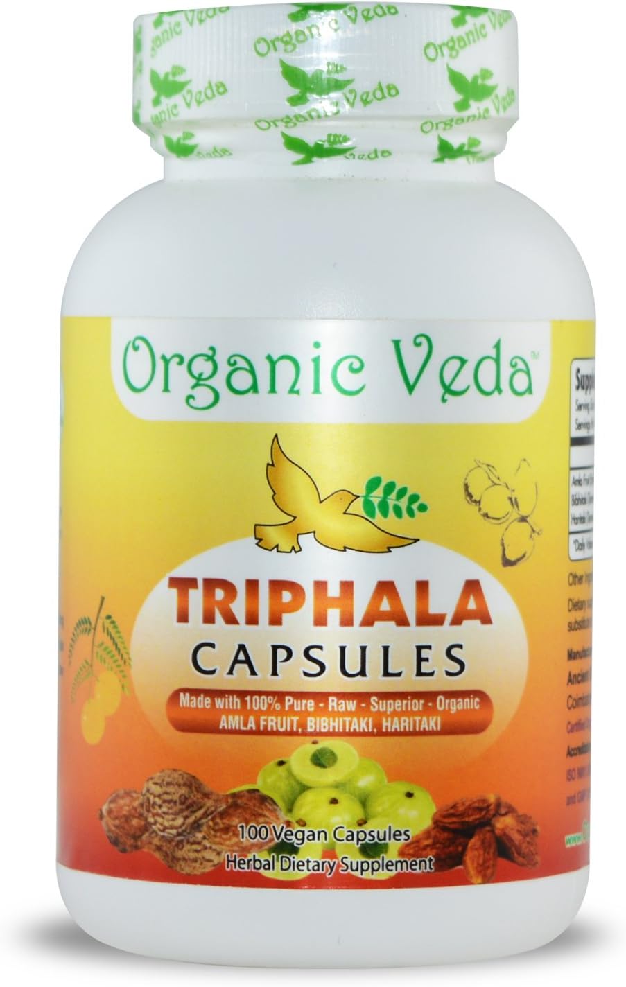 Organic Triphala Capsules. 100 Pure, Veg and Natural Super Food