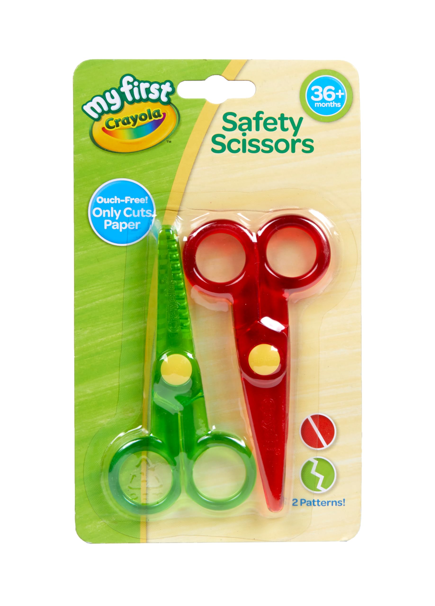 CRAYOLA My First Safety Scissors (Pack of 2) | Ouch-Free Scissors That Will Only Cut Paper | Features Two Different Cutting Patterns | Ages 3+