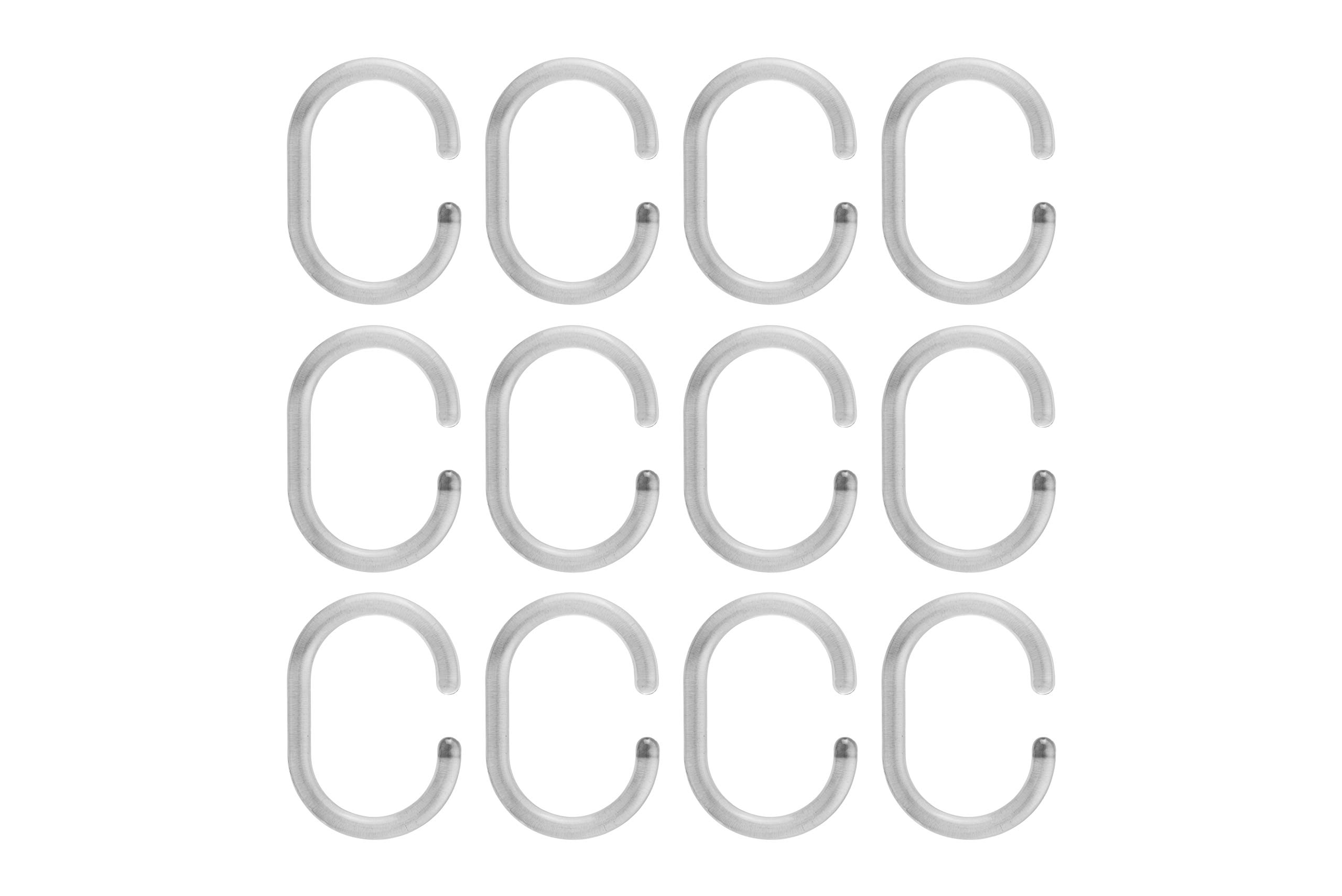 Croydex Clear Shower Curtain C-Rings, Pack of 12, Clear