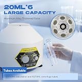 CGOLDENWALL Lab Centrifuge 6x20ml 4000rpm 60min Timer 1790xg RCF Transparent Lid view 2