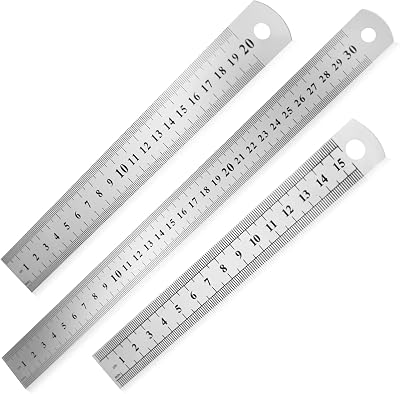 SZCXDKJ 3 Piece Stainless Steel Metal Ruler Set 30cm 20cm 15cm