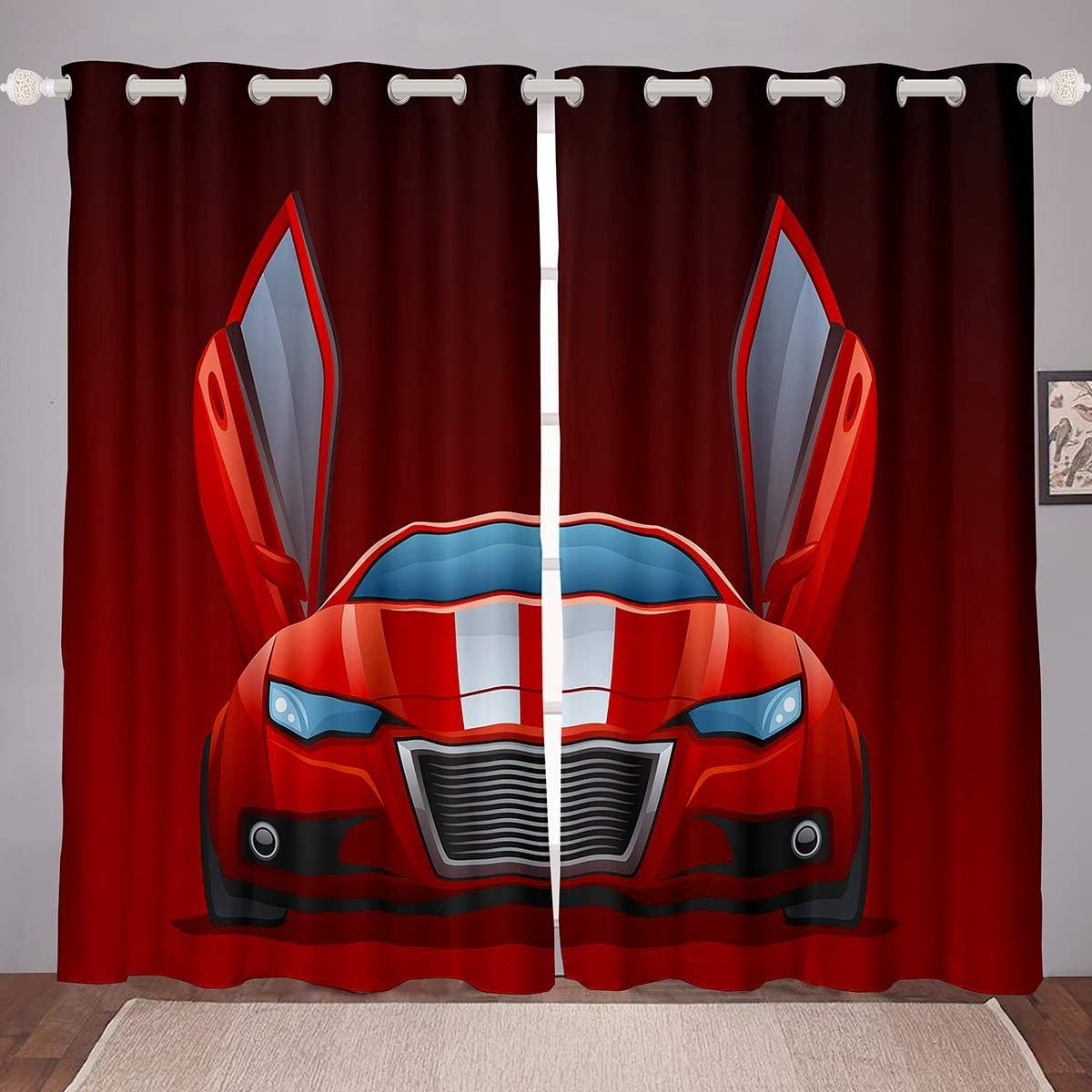 Race Sports Car Window Curtain Men Extreme Sports Theme