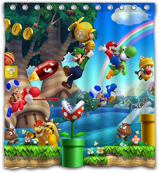 Amazon Com Aoskin Custom Super Mario Bros Game Shower Curtain