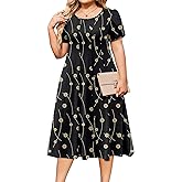IN'VOLAND Women Plus Size Summer Dresses Petal Short Sleeve Casual Loose Flowy A Line Midi Dress Boho Sundress with Pockets