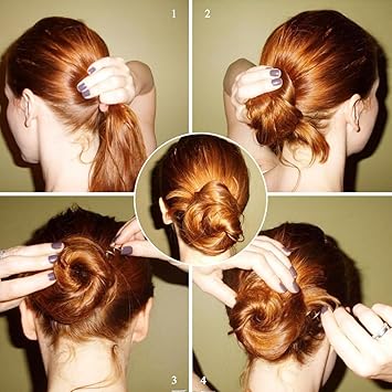 Buy Qy 5pcs Black Spin Pin Sleek Bun Messy Bun Maker Simple Style