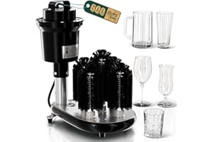 WantJoin Commercial Glass Washer - 5-Brush Electric Wine Glass Cleaner for Bars, Cafés & Restaurants, Countertop Glassware Cleaning Machine with Adjustable Temperature