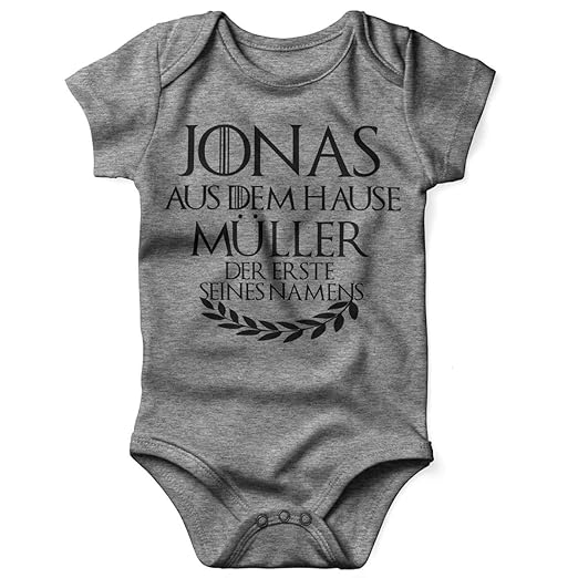 Mikalino Babybody mit Spruch für Jungen Mädchen Unisex Kurzarm Individueller Name aus dem Hause | handbedruckt in Deutschland