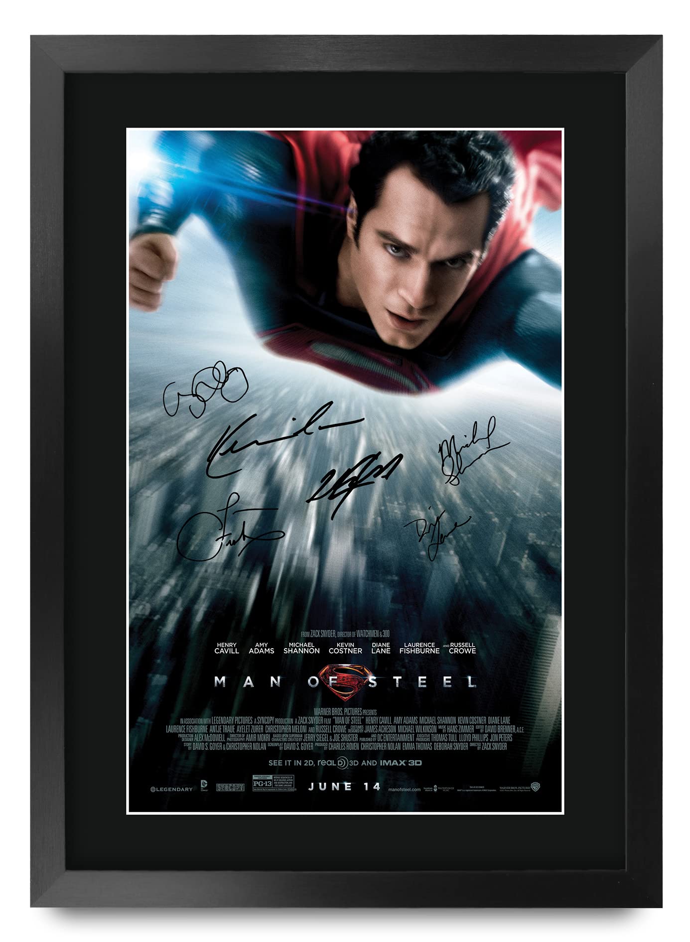 HWC Trading FR A3 Man of Steel - Superman Henry Cavill Gifts Printed Poster Signed Autograph Picture for Movie Memorabilia Fans - A3 Framed