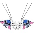 Best Friend Stitch Necklace Friendship Matching Heart Necklace for 2 Lilo and Stitch Stuff Jewelry for Friends BFF Bestie