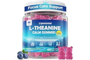 LILICARE L Theanine Calm Gummies 500mg, Sugar-Free Liposomal L-Theanine Supplement, w/Safforn, Magnesium Glycinate, GABA, Ashwagandha, Algae Omega-3, Vitamin D3 B12, for Brain Calm, Relax, Mood, Zzz, 120Cts