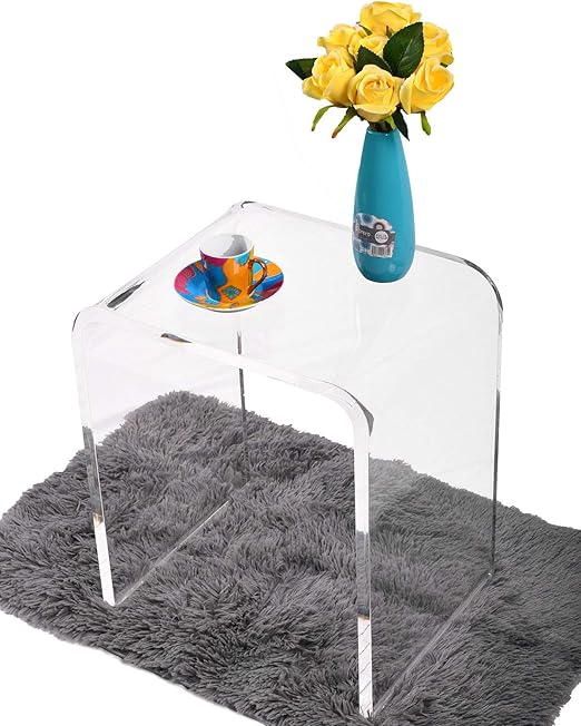 Amazon Com Wahfay Acrylic End Table 16 L X 12 W X 18 H X 3 4 Thick Modern Small Side Table Clear Strong Stool For Living Room Or Bathroom 1 Pack Kitchen Dining