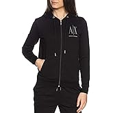Armani Exchange womens Studded Icon Zip Up Hooded Sweatshirt