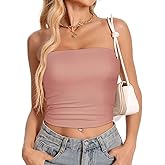 Women Tube Tops Strapless Shirt Summer Outfits Bandeau Basic Crop Top Y2k Going Out
