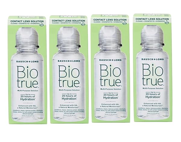 BIOTRUE CONTACT SOLUTION, MULTI-PURPOSE LENS SOLUTION FOR SOFT LENSES, CLEANS, DISINFECTS, REMOVES PROTEIN BUILD-UP, DIRT & DEBRIS, HYDRATES, STORES & CONDITIONS CONTACTS, 2 FL OZ