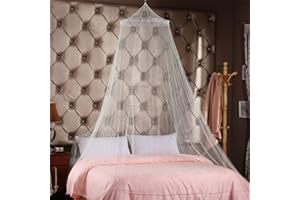 Seacan Dome Lace Canopy Mosquito Bed Netting Princess Curtains Net -Large Queen Size, White,Round – Perfect for Girls, Toddle