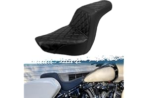 MOTOSIKLETA One-Piece Driver Passenger Seat Motorcycle 2-Up Seat Fit for Harley Softail Sport Glide FLSB Low Rider FXLR FXLRS FXLRST 2018-later (Black Stitching)