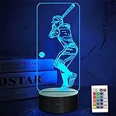 FULLOSUN Baseball 3D Night Light, Sport Gifts Bedside Lamp for Xmas Holiday Birthday Gifts for Baseball Fan with Remote Control 16 Colors Changing + 4 Changing Mode + Dim Function