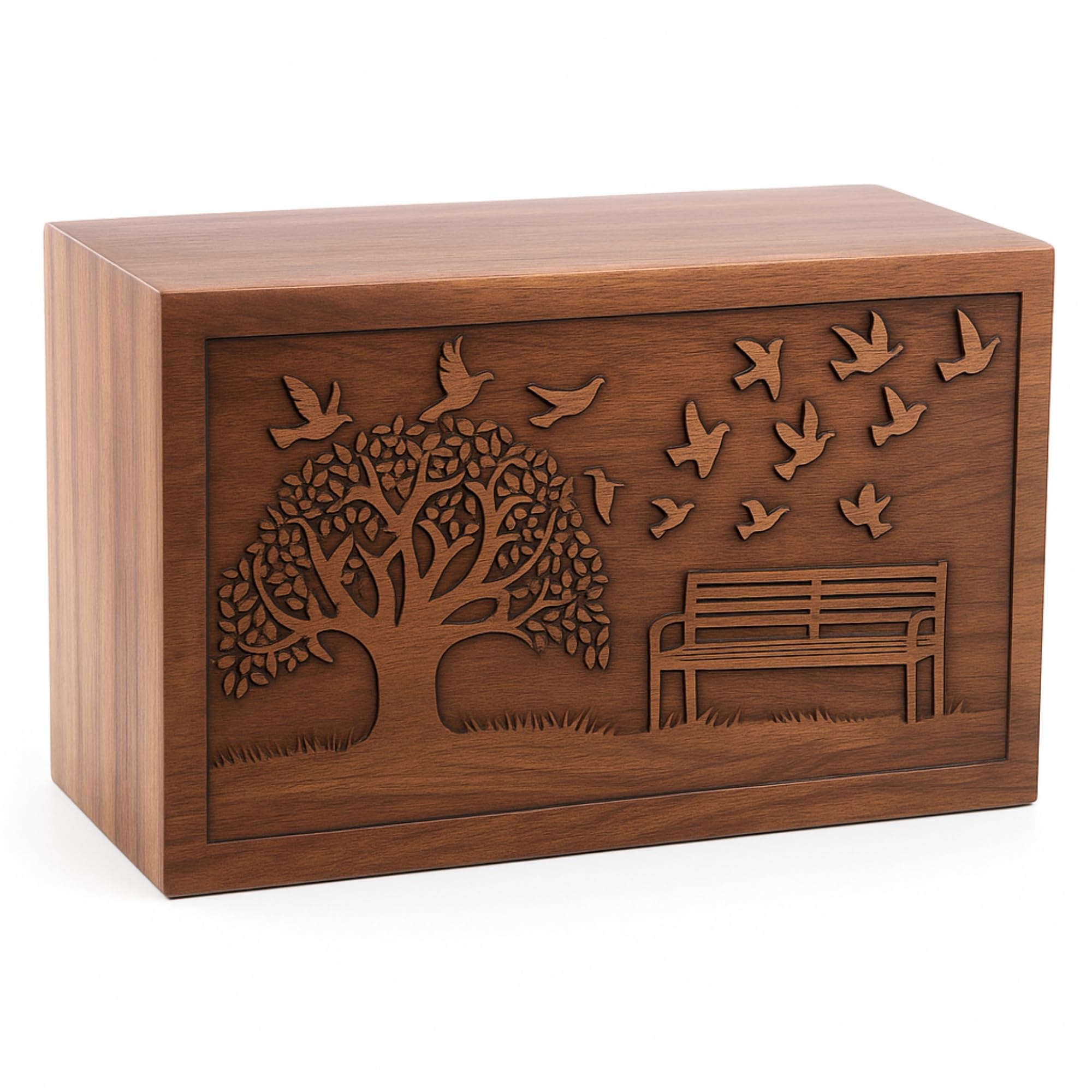 HIND HANDICRAFTS Handcrafted Tree of Life Wooden Cremation Urns for Human Ashes Adult Large - Funeral Urn Box - Burial Urns for Columbarium (250 LB - Rosewood, Dove)