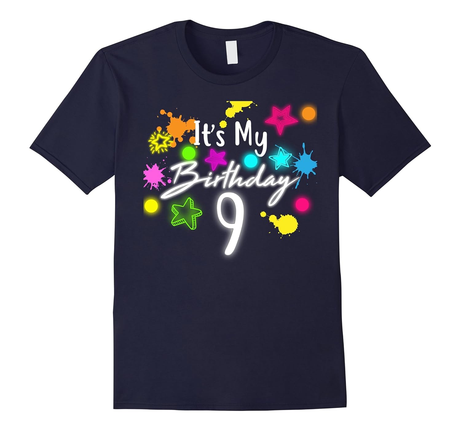 Glow Birthday 9th. Neon T-shirt Funny Celebration Kids 80's-ANZ