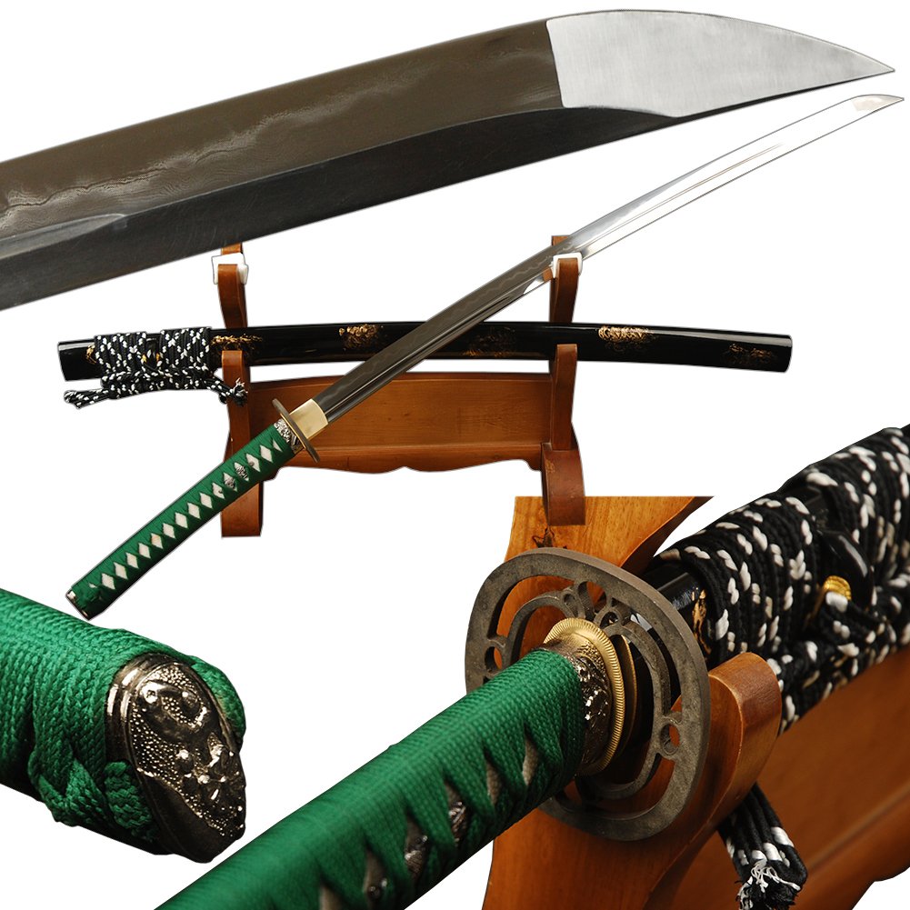 YJ COOL Functional Unokubitsukuri Japanese Samurai Katana Sword Clay Tempered Folded Steel Full Tang Battle Ready
