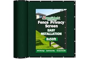 AMAGABELI GARDEN & HOME Amagabeli 8x50ft Privacy Screen Fence Heavy Duty 200GSM Outdoor Fencing Panels Mesh Shade Net Cover for Wall Garden Yard Backyard Commercial Home Decoration (8 ft X 50 ft, Dark Green)
