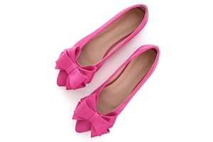 SAILING LU Bowknot Ballet Flats Womens Pointy Toe Casual Flat Shoes Suede Dress Shoes Wear to Work Slip On Moccasins