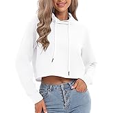 milanpavilion Women's Drawstring Cropped Hoodie Casual Hoodies for Women Workout Crop Tops Sweatshirt Long Sleeve Crop Top