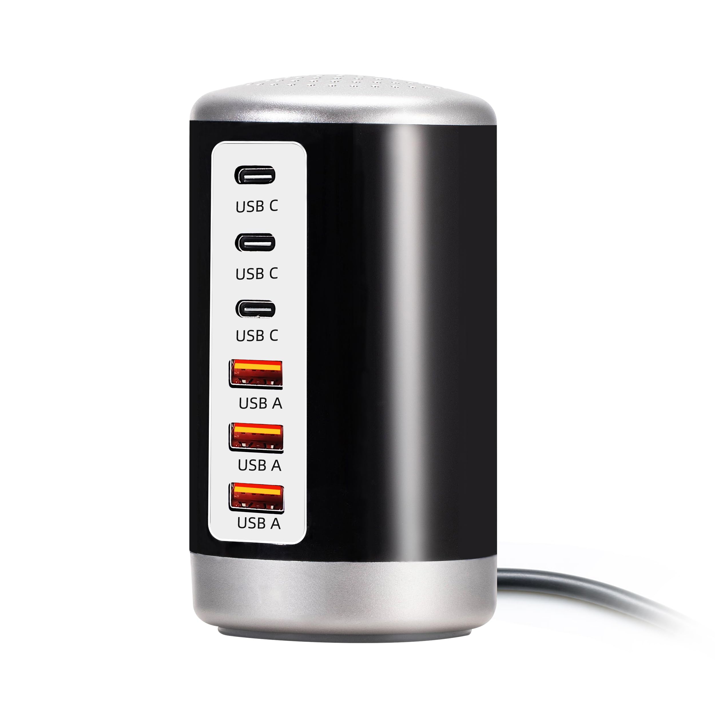 Photo 1 of Wyness USB Charger,60W USB Charging Station with 6-Port(3 USB-A Port & 3 USB-C Port) Compatible with iPhone 15/14/13/13pro Max 12/12 Mini/12Pro/12 Pro Max/11,Tablets, Smartphones Black