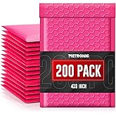 METRONIC 4x8 Bubble Mailers 200Pack, Waterproof Pink Bubble Mailers, Self Seal Padded Envelopes for Small Business Packaging Supplies Padded Mailer Usable Size 4x7