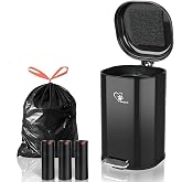 Meegood Dog Poop Trash Can Outsides, 18L/4.76 Gal Portable Waste Bin with Lid and Removable Inner Odor Control for Indoor Outdoor Dog Waste Station for Bathroom &amp;Kitchen -45 Waste Bags (Black-01)
