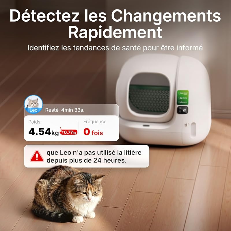 Purobot Max 3 Litiere Chat Autonettoyante, Grande Ouverture, Double Désodorisation, Anti-fuites/Pincement, xSecure, Contrôle APP, Capacité 76L,Tapis Anti-adhérent 3.0, pour Plusieurs Chats