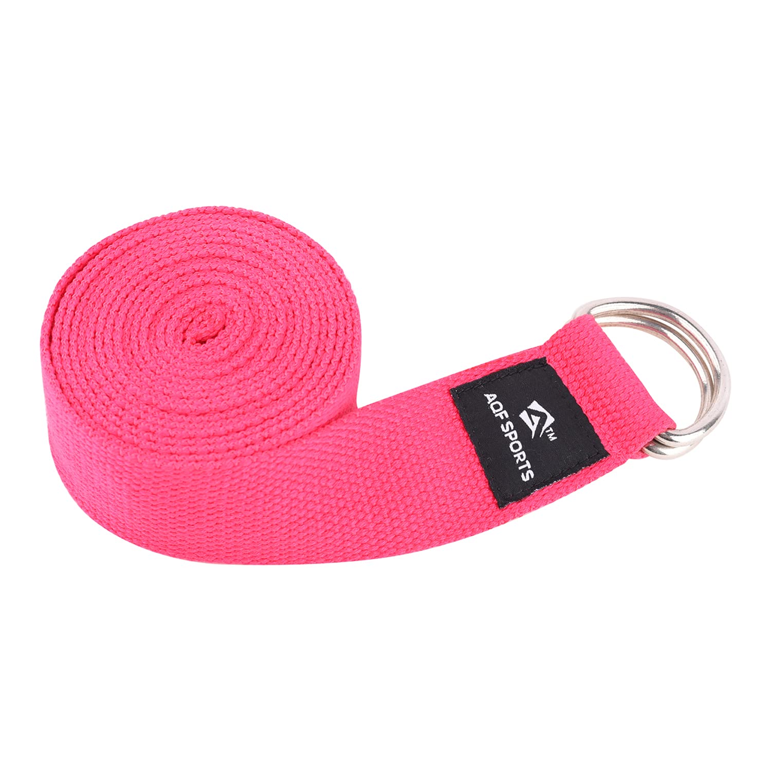 AQF Yoga Strap 1.8M, 2.4M, 3M Soft Cotton Leg Stretcher with D-Ring Buckle Adjustable Fitness Belt for Leg Stretching & Body Stretch Band (Pink, 3M)