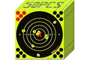 ATFLBOX 8 Inch Splatter Adhesive Bullseye Fluorescent Yellow Shooting Target Stickers, Shooting Outdoor and Indoor Ranges, Rective for Handguns, Rifle, Pistol, Pellet Guns, Airsoft, BB Guns