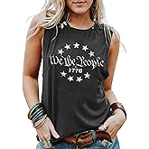 LLHXRUI We The People 1776 Tank Top for Women 4th of July Patriotic Shirt American Flag Sleeveless Graphic Tees Tanks