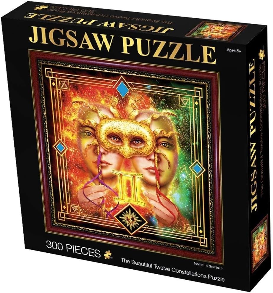 High-Grade B Wooden Puzzle Twelve Sign of Zodiac Basswood Wooden Jigsaw Puzzles, Art Painting, Astrology Jigsaw Puzzle, Boxed Toys Game Art for Adults & Children -GZZ (Color : Gemini)
