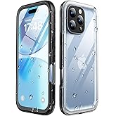 SPORTLINK for iPhone 16 Pro Case Waterproof - Built in Screen Protective, IP68 Underwater /6.6FT Military Dropproof/Dustproof/Full Body Phone Case 6.3 inch Black/Frosted Clear