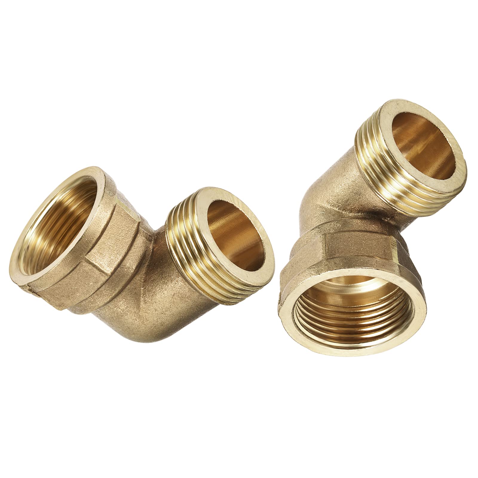 DTGN 1'' BSP x 1'' BSP(Male x Female) 90 Degree Elbow Pipe Fitting - 2Pack - Good for Water Pipe System - Brass Tube Fittings - Gold Tone