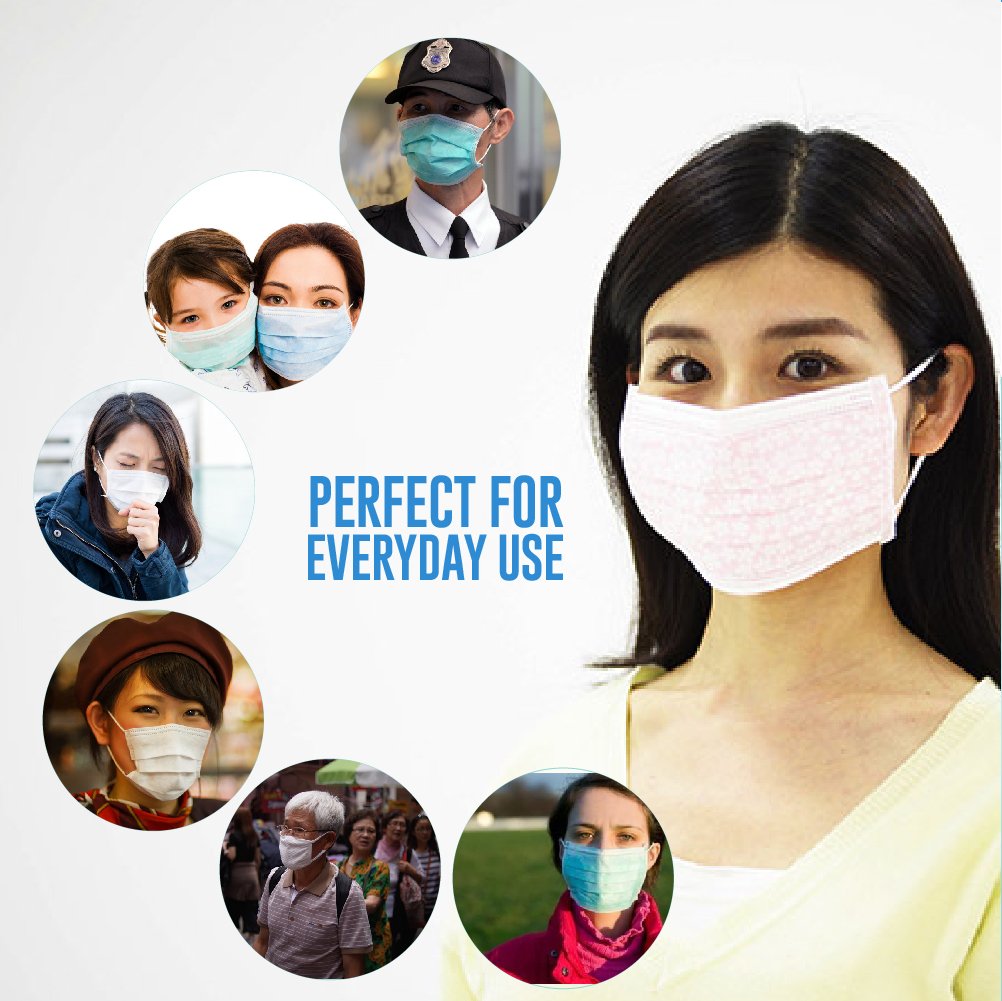 Disposable Surgical Face Masks (50 Pcs) For Pollen Dust Medical Allergy
