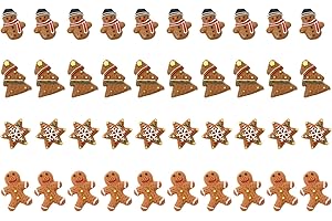 NUOBESTY 40pcs Christmas Resin Charms Miniature Gingerbread Man Ornaments Candy Cane Accessories Flatback Embellishments for 