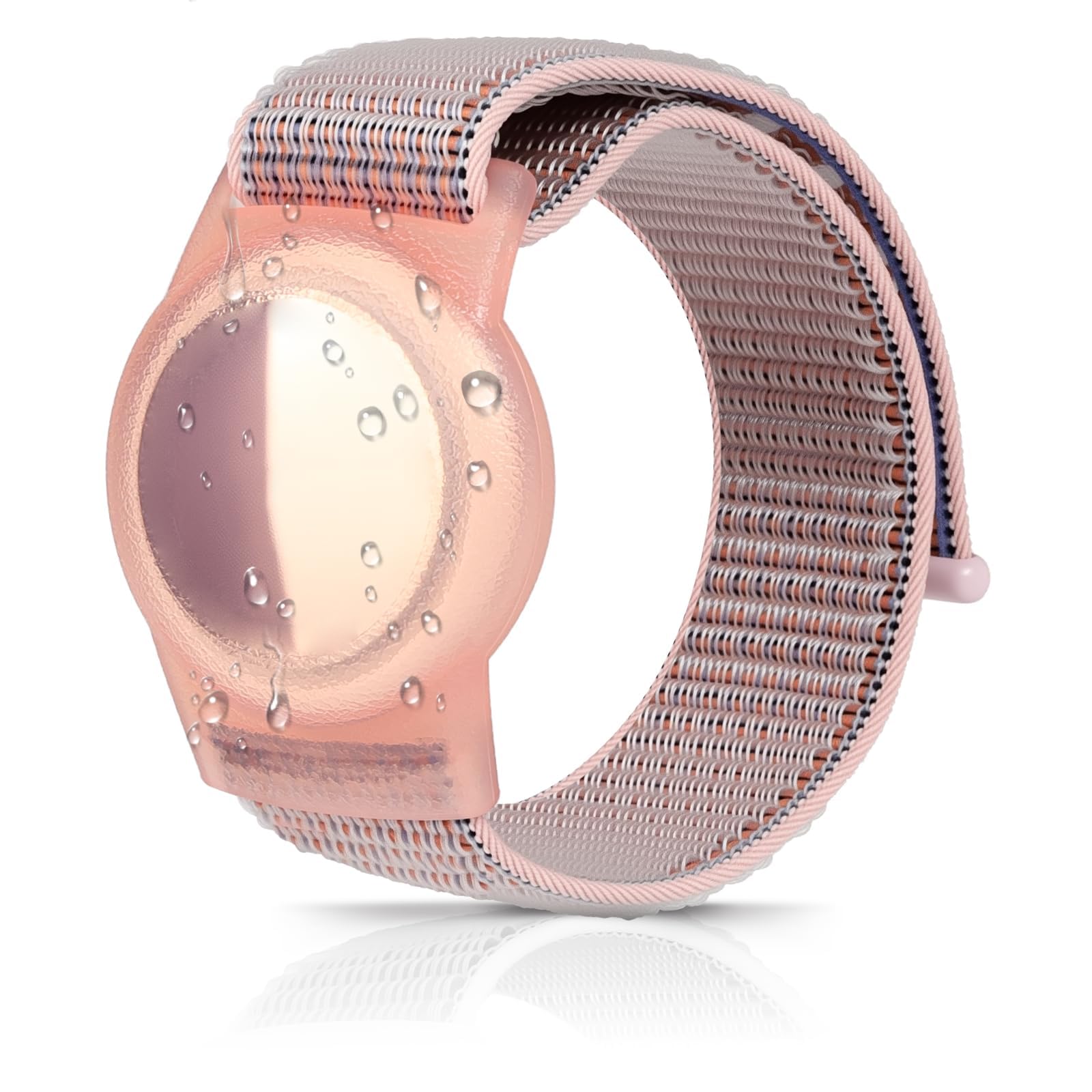 Photo 1 of xalvok Kids GPS Tracker Bracelet - Adjustable Anti-Lost for AirTag Knitted Band with Protective Case for AirTag Watch, Single Pack with Nylon Material for Children & Elders, (Pink-Small)