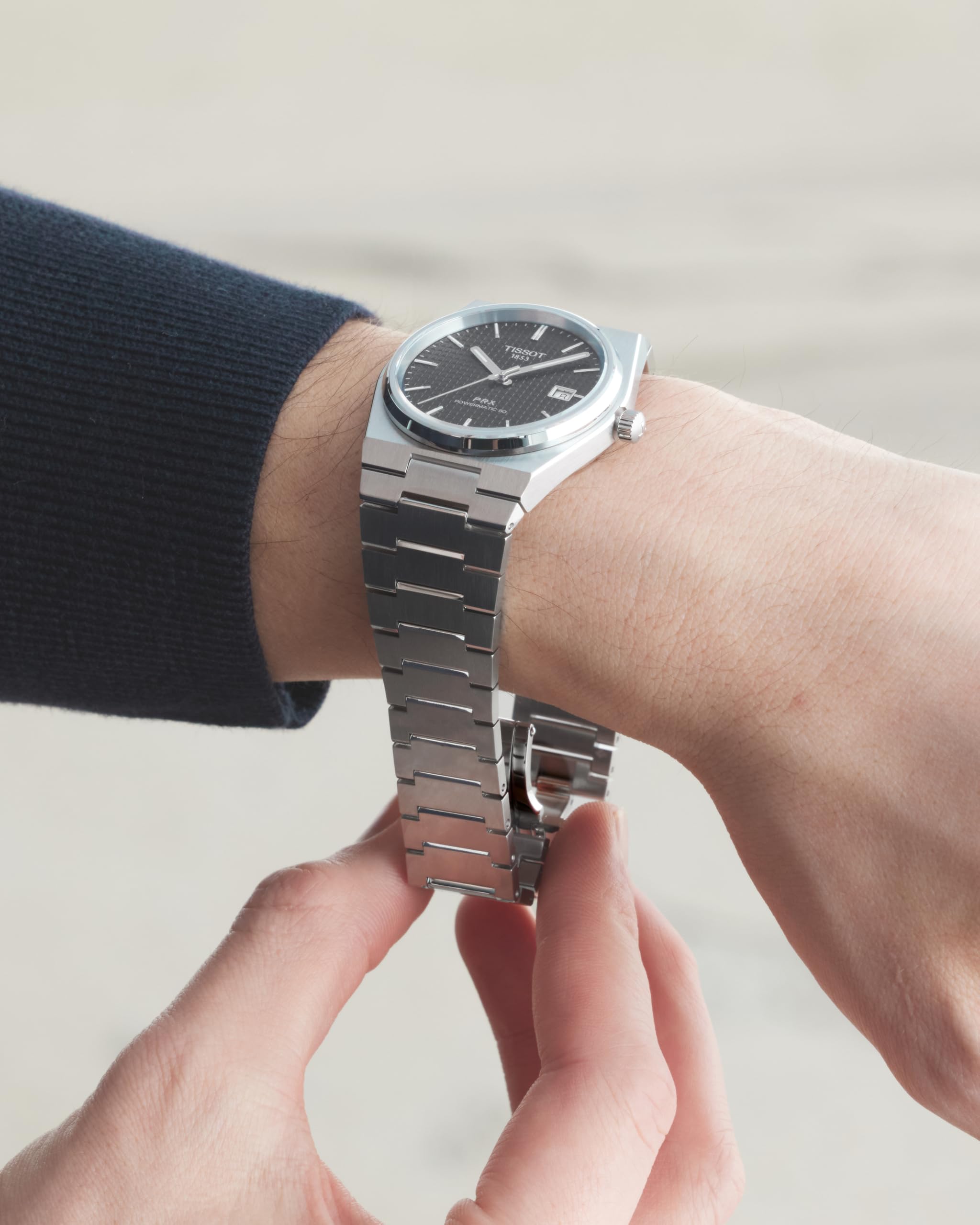 Tissot PRX Powermatic 80, Swiss Automatic Watch for Men, Stainless Steel Case, Black Dial, (Model: T1374071105100)